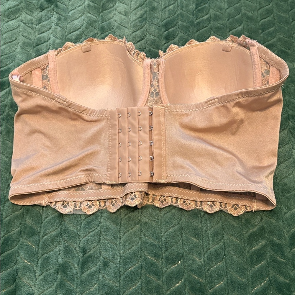 Sequin Corset Bustier Top Strapless Nude Small - Picture 3 of 5